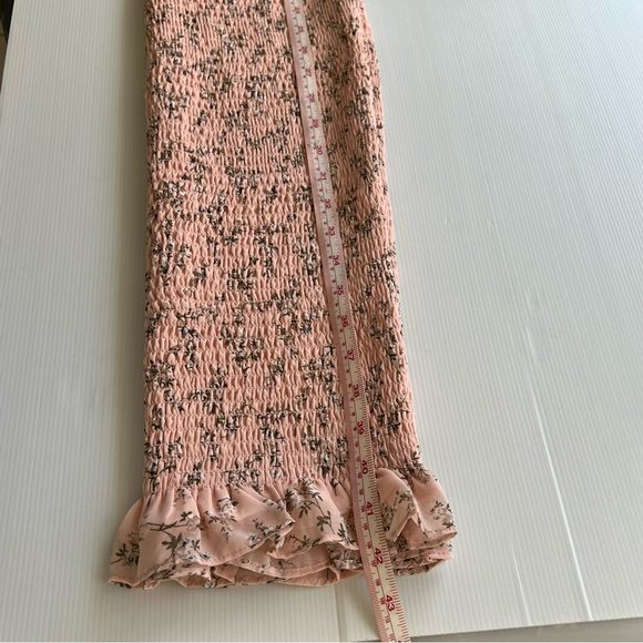 Two Sisters Label Midi Dress Shirred Stretch Bodycon Pink Floral Cocktail Size 8 - Picture 13 of 13